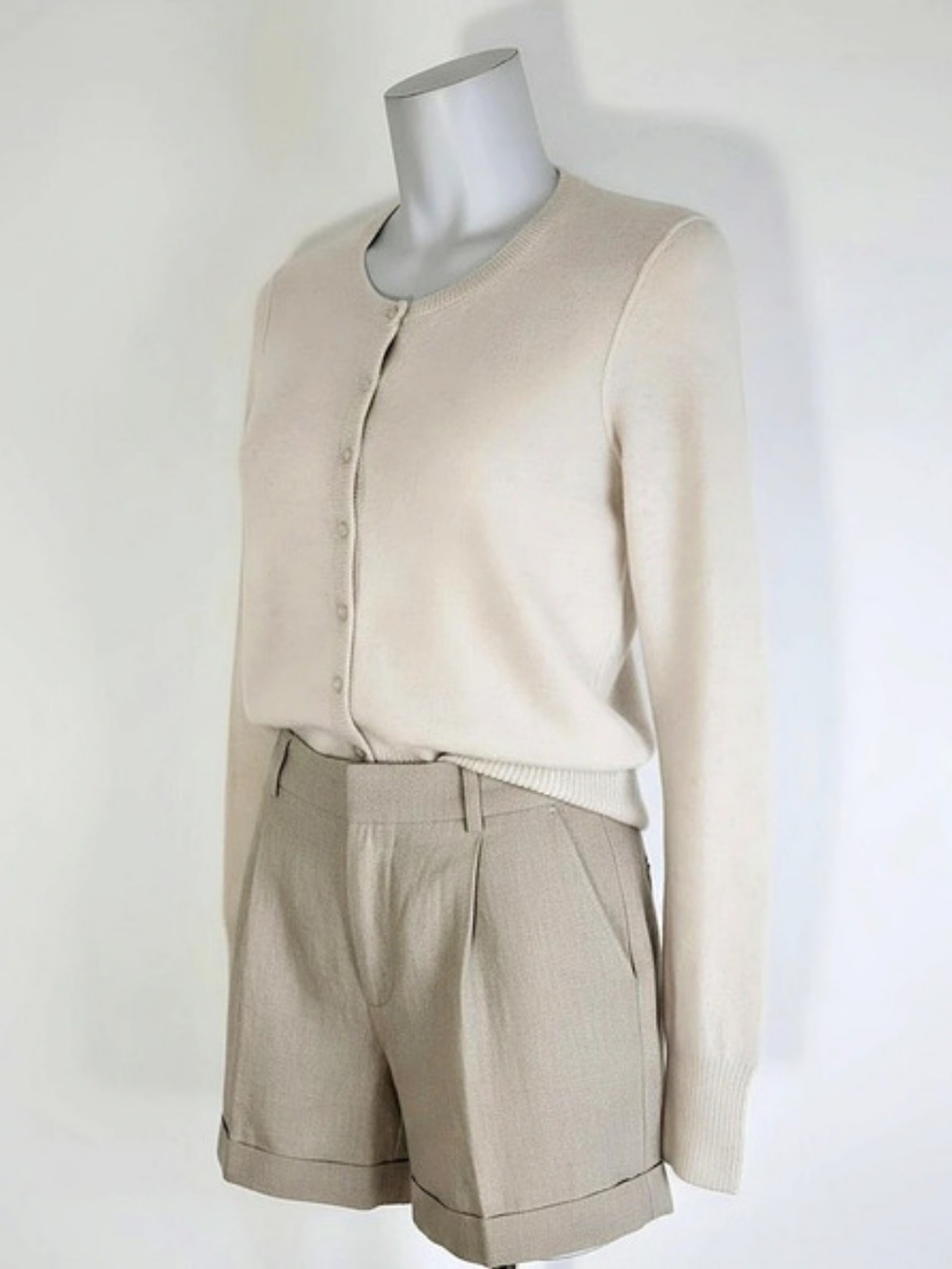 Aqua Cashmere Cardigan in Cream Size Medium